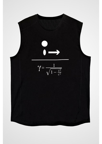 Lorentz Faktörü Siyah Unisex Kolsuz Tişört Kesik Kol T-Shirt