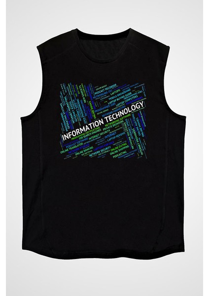 Bilgisayar Programcısı Siyah Unisex Kolsuz Tişört Kesik Kol T-Shirt