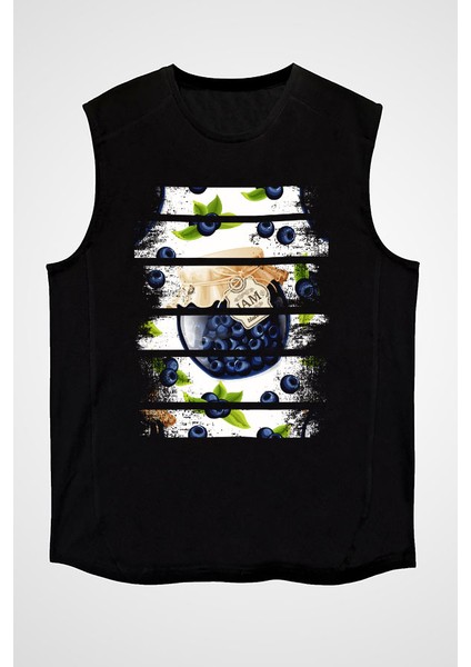Yaban Mersini Siyah Unisex Kolsuz Tişört Kesik Kol T-Shirt