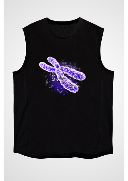 Bakteriyolog Siyah Unisex Kolsuz Tişört Kesik Kol T-Shirt