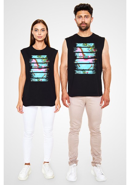 Lila At Siyah Unisex Kolsuz Tişört Kesik Kol T-Shirt fiyatları