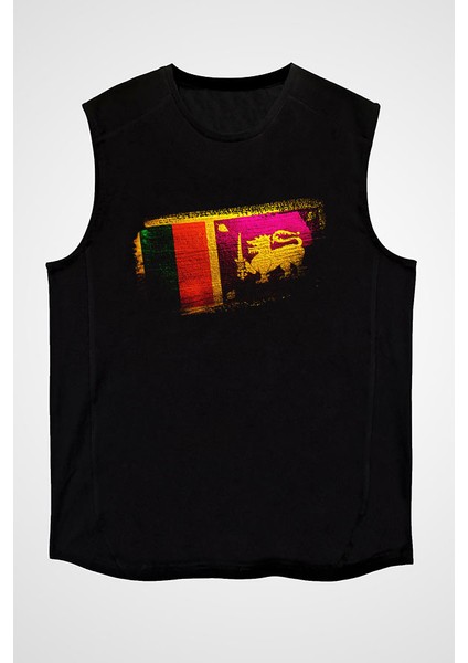 Sri Lanka Siyah Unisex Kolsuz Tişört Kesik Kol T-Shirt