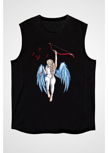 Eros Fashion Siyah Unisex Kolsuz Tişört Kesik Kol T-Shirt