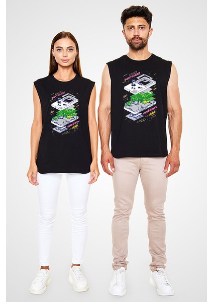 Retro Gameboy Siyah Unisex Kolsuz Tişört Kesik Kol T-Shirt fiyatları