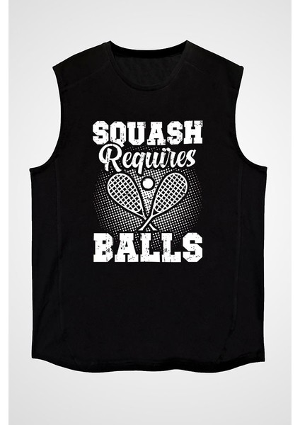 Squash Siyah Unisex Kolsuz Tişört Kesik Kol T-Shirt