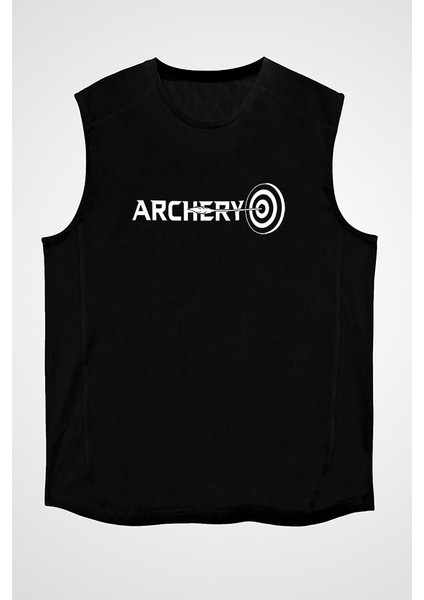 Okçuluk Siyah Unisex Kolsuz Tişört Kesik Kol T-Shirt