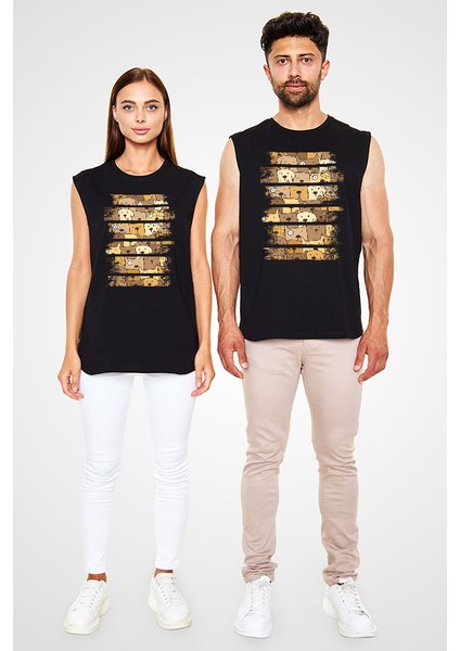 Cool Köpekler Siyah Unisex Kolsuz Tişört Kesik Kol T-Shirt fiyatları