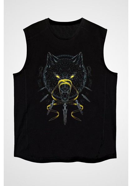 Ninja Kurt Siyah Unisex Kolsuz Tişört Kesik Kol T-Shirt