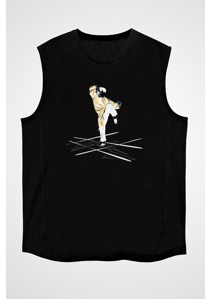 Wushu Siyah Unisex Kolsuz Tişört Kesik Kol T-Shirt