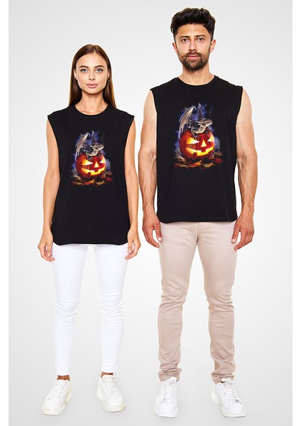 Cadılar Bayramı-Halloween Siyah Unisex Kolsuz Tişört Kesik Kol T-Shirt fiyatları