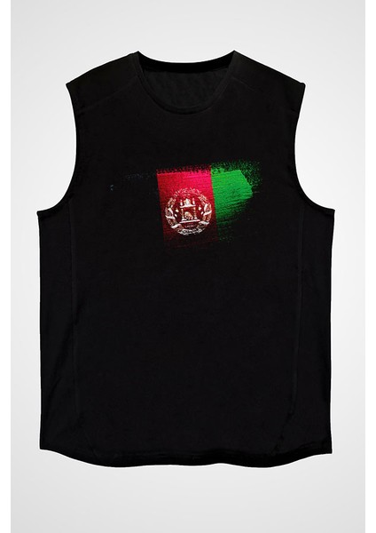 Afganistan - Afghanistan Siyah Unisex Kolsuz Tişört Kesik Kol T-Shirt