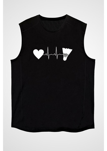 Badminton Siyah Unisex Kolsuz Tişört Kesik Kol T-Shirt