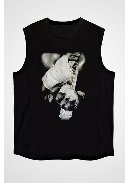 Kick Box Siyah Unisex Kolsuz Tişört Kesik Kol T-Shirt