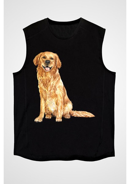 Golden Siyah Unisex Kolsuz Tişört Kesik Kol T-Shirt