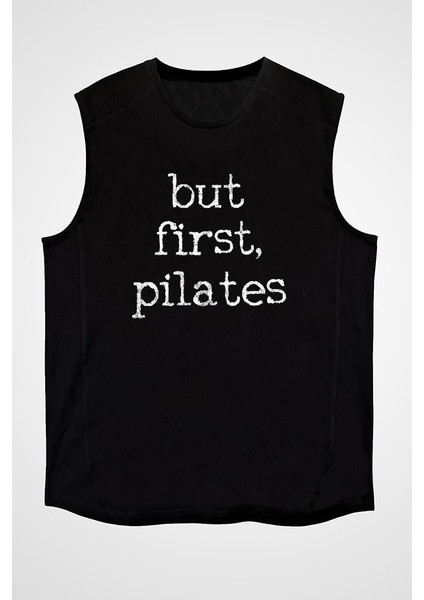 Pilates Siyah Unisex Kolsuz Tişört Kesik Kol T-Shirt