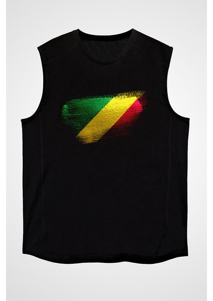 Kongo - Republic Congo Siyah Unisex Kolsuz Tişört Kesik Kol T-Shirt