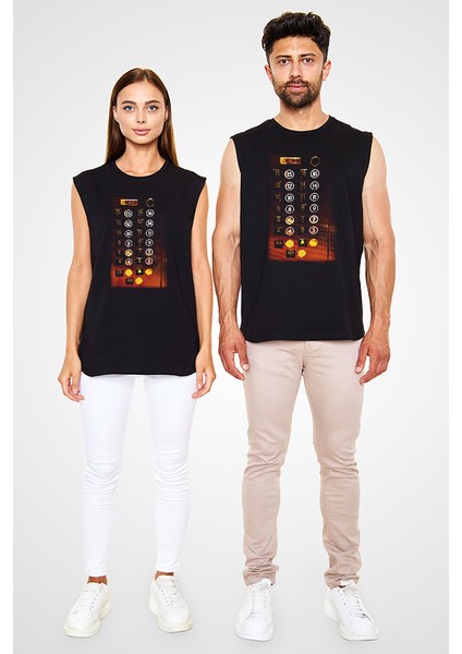 Asansörcü Siyah Unisex Kolsuz Tişört Kesik Kol T-Shirt fiyatları