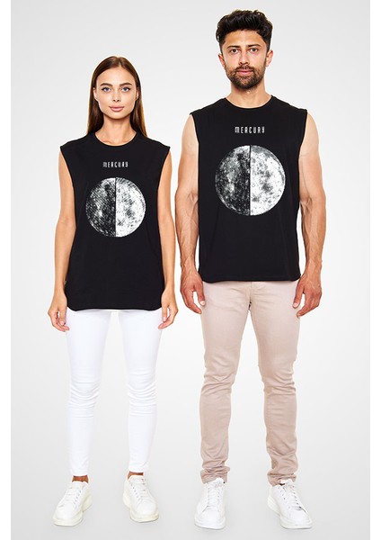 Merkür Siyah Unisex Kolsuz Tişört Kesik Kol T-Shirt fiyatları