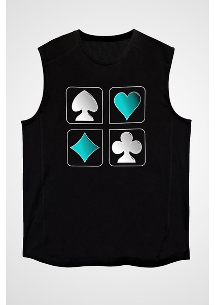 Briç Siyah Unisex Kolsuz Tişört Kesik Kol T-Shirt