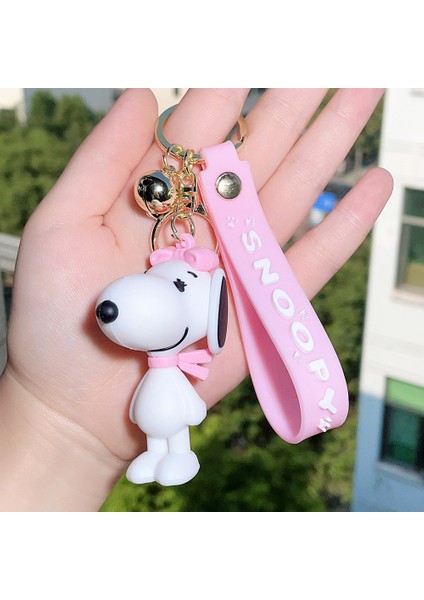 Karikatür Snoopy Anahtarlık Araba Anahtarlık Sevimli Çanta Kolye Epoksi Bebek Pembe Eşarp Snoopy (Yurt Dışından)