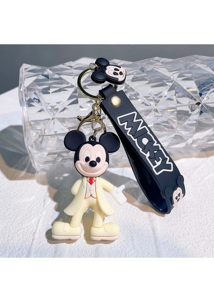 Mickey Elbise Pvc Anahtarlık Bebek Çift Araba Anahtarlık Kolye Düğün Hediyesi Bebek Beyaz Takım Elbise Mickey (Yurt Dışından)