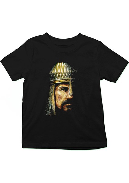 Alparslan Siyah Unisex Çocuk Tişört T-Shirt