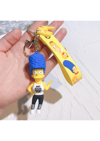 Simpsons Karikatür Silikon Anahtarlık Bebek Sevimli Kolye Bebek Çanta Kolye Anahtarlık Süsler Simpsons Ailesi - Anne (Yurt Dışından)