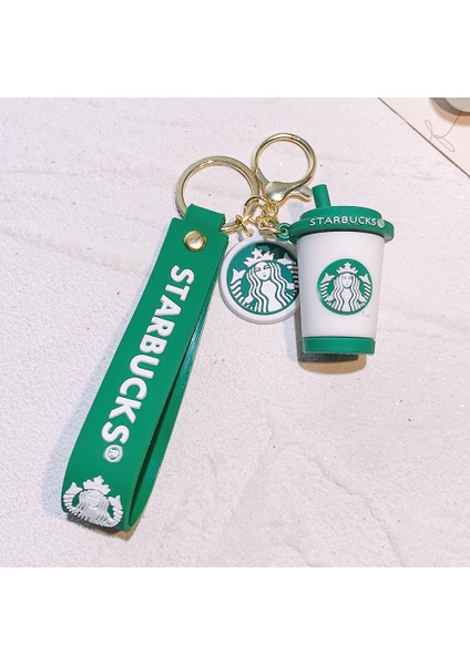 Starbucks Süt Çay Bardağı Anahtarlık Karikatür Araba Kolye Bebek Takı Sevimli Çanta Anahtarlık Üç Boyutlu Beyaz Anahtarlık (Yurt Dışından)