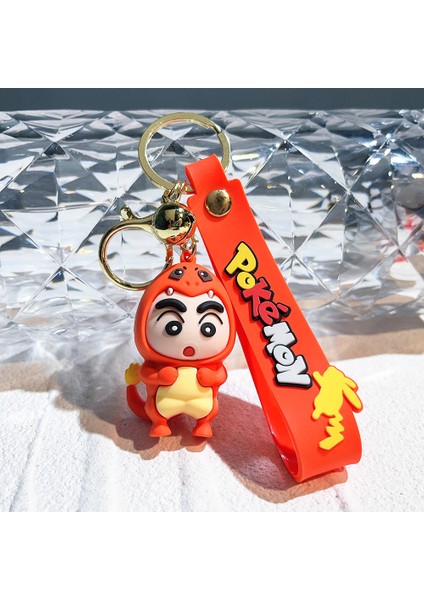 Pikachu Çapraz Giyinme Crayon Shin-Chan Anahtarlık Kolye Bebek Sevimli Çift Anahtar Aksesuarları Kişiselleştirilmiş Anahtarlık Charmander Giydirme (Yurt Dışından)