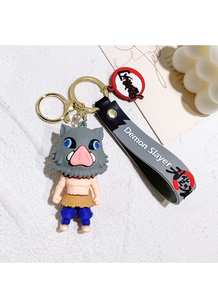 Sevimli Karikatür Pvc Yumuşak Tutkal Demon Slayer Anahtarlık Çevresel Anahtarlık Çift Kolye Araba Sırt Çantası Kolye Bir Domuz (Yurt Dışından)