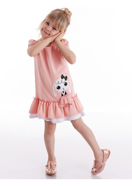 Fırfırlı Tavşan Kız Çocuk Elbise