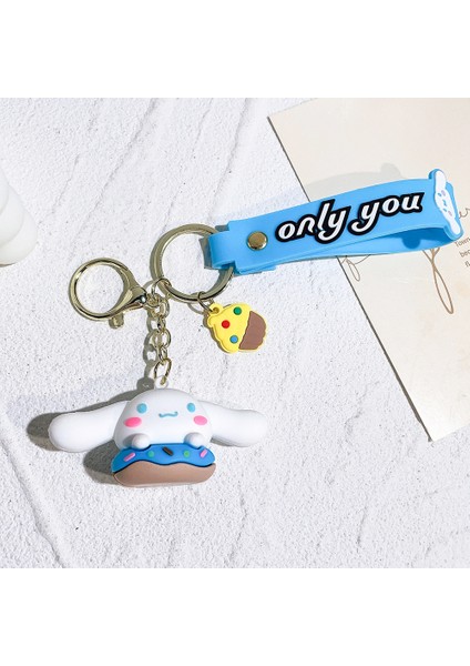 Sanrio Donut Serisi Anahtarlık Karikatür Kurome Büyük Kulaklı Köpek Araba Çanta Anahtarlığı Kolye Düz Renk Kayış 2 (Yurt Dışından)