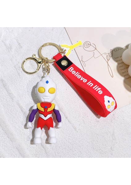 Ultraman Anahtarlık Tuzlu Yumurta Süpermen Bebek Okul Çantası Kolye Tiga Bebek Kolye Araba Anahtarlık Klasik Stil: Mavi (Yurt Dışından)