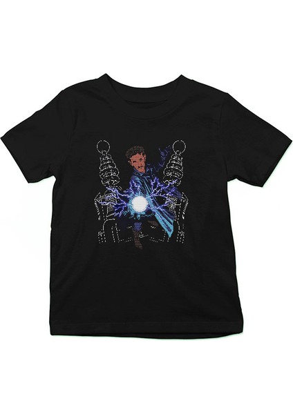 Nikola Tesla Elektrik Çizim Siyah Unisex Çocuk Tişört T-Shirt fiyatları
