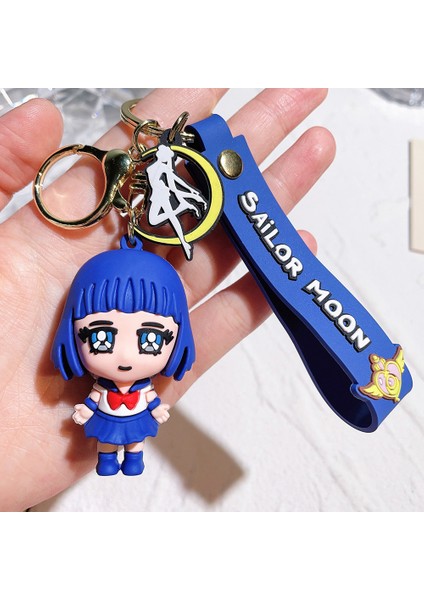 Sailor Moon Karikatür Anahtarlık Çift Çanta Kolye Anahtar Kolye Tsukino Usagi Bebek Araba Anahtarlık Sailor Moon-Mizuno Ami (Yurt Dışından)