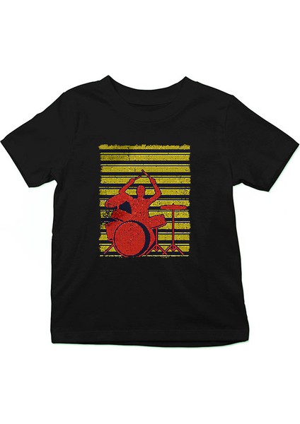 Bateri Siyah Unisex Çocuk Tişört T-Shirt