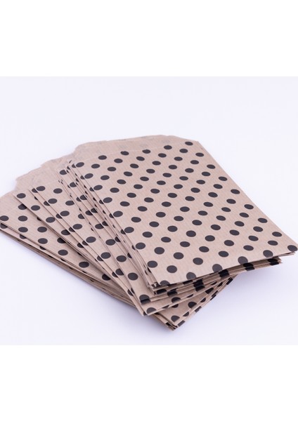 Puantiyeli Kese Kağıdı, Kraft Üzeri Siyah 11X20 - 100 Adet