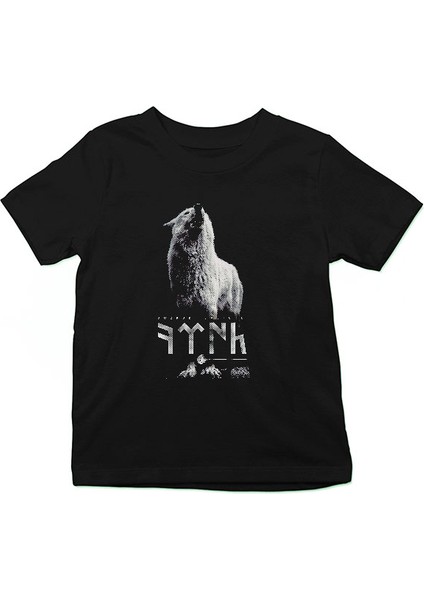 Göktürk Uluyan Kurt Siyah Unisex Çocuk Tişört T-Shirt fiyatları