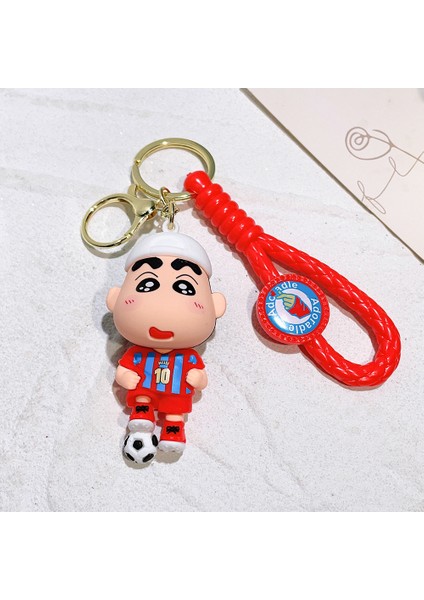 Sevimli Crayon Shin-Chan Anime Bebek Anahtarlık Zarif Çanta Charm Araba Anahtarlık Çift Doğum Günü Hediyesi Kırmızı Kazak-Xiaoxin (Yurt Dışından)
