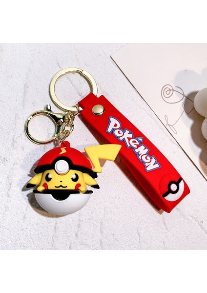 Karikatür Animasyon Pikachu Poke Topu Anahtarlık Pokémon Bebek Okul Çantası Kolye Araba Anahtarlık Yüzük Pikachu (Yurt Dışından)