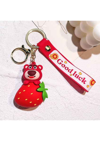 Çilek Ayı Sevimli Karikatür Anahtarlık Bebek Takı Silikon Anahtar Bebek Kolye Araba Çanta Kolye 3 (Yurt Dışından)