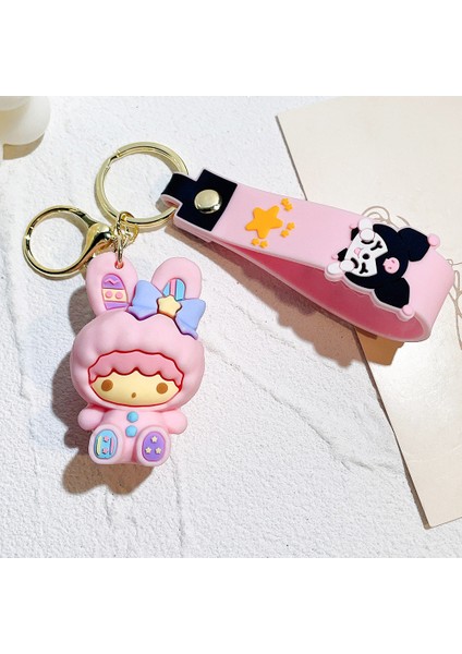 Ikizler Sanrio Karikatür Anahtarlık Sevimli Kuromi Bebek Kız Çanta Kolye Araba Anahtarlık Halkası B (Yurt Dışından)