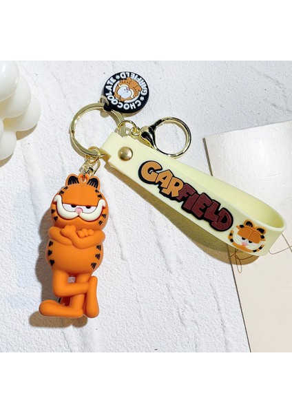 Turuncu Komik Kedi Karikatür Anahtar Kolye Yumuşak Plastik Karikatür Araba Anahtarlık Kolye Tutan Kol Garfield (Yurt Dışından)