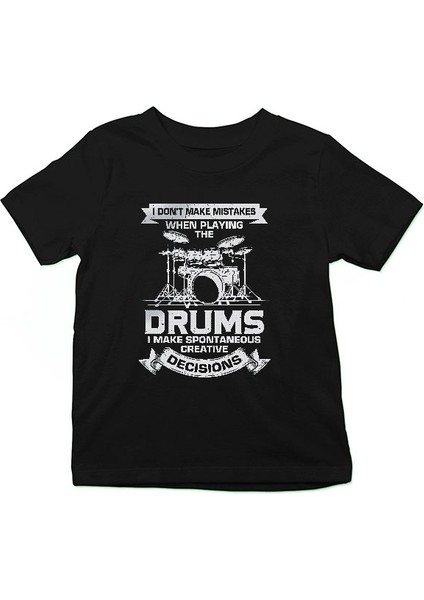 Bateri Siyah Unisex Çocuk Tişört T-Shirt