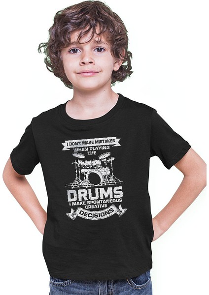 Bateri Siyah Unisex Çocuk Tişört T-Shirt