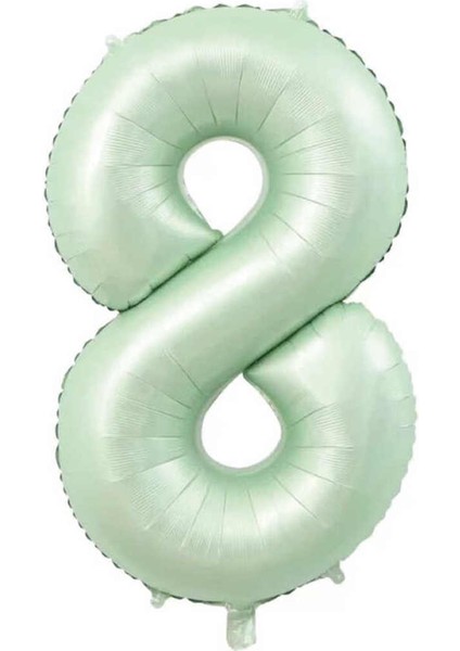 8 Su Yeşili Renk Rakam Folyo Balon 76 cm