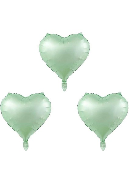 Su Yeşili Renk Kalp Folyo Balon 45 cm 3 Adet