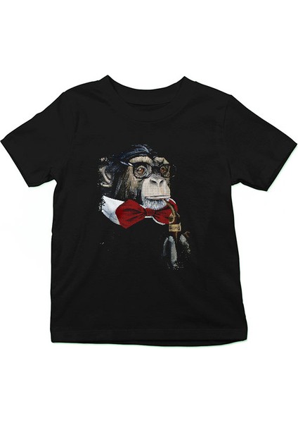 Profesör Maymun Siyah Unisex Çocuk Tişört T-Shirt fiyatları