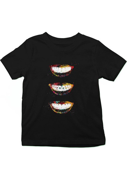 Dişler Renkli Dişçi Siyah Unisex Çocuk Tişört T-Shirt fiyatları