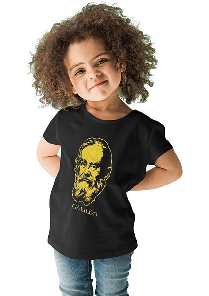 Galileo Galilei Siyah Unisex Çocuk Tişört T-Shirt